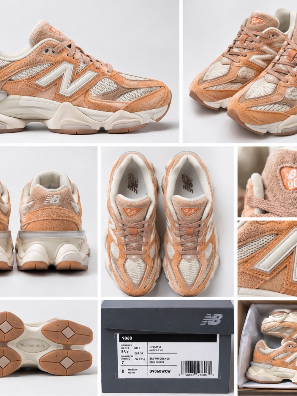 New Balance Women’s 9060 Sneaker in Brown and Orange-Tan
